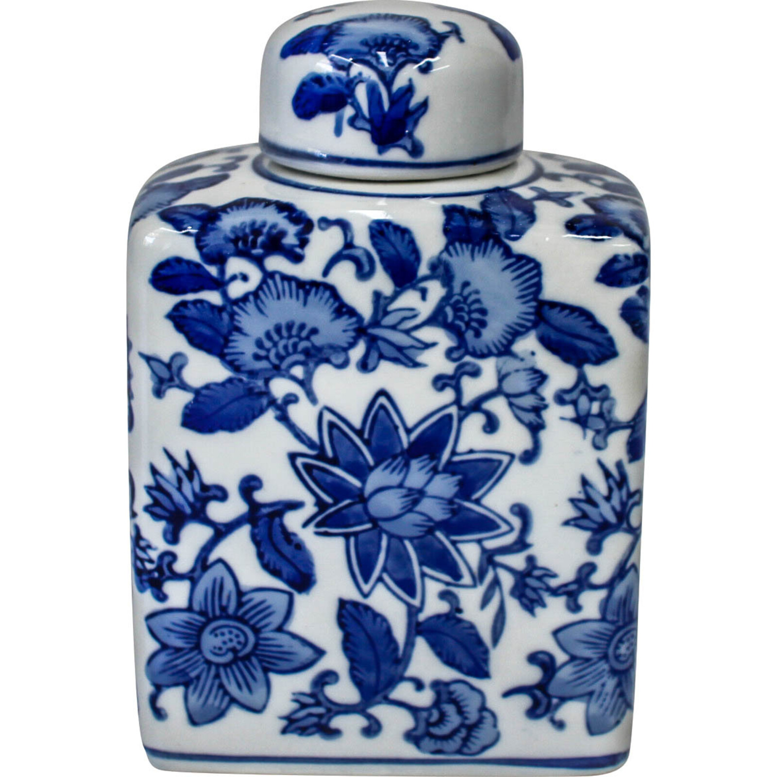 Jar Rectangle Blue and White Vintage