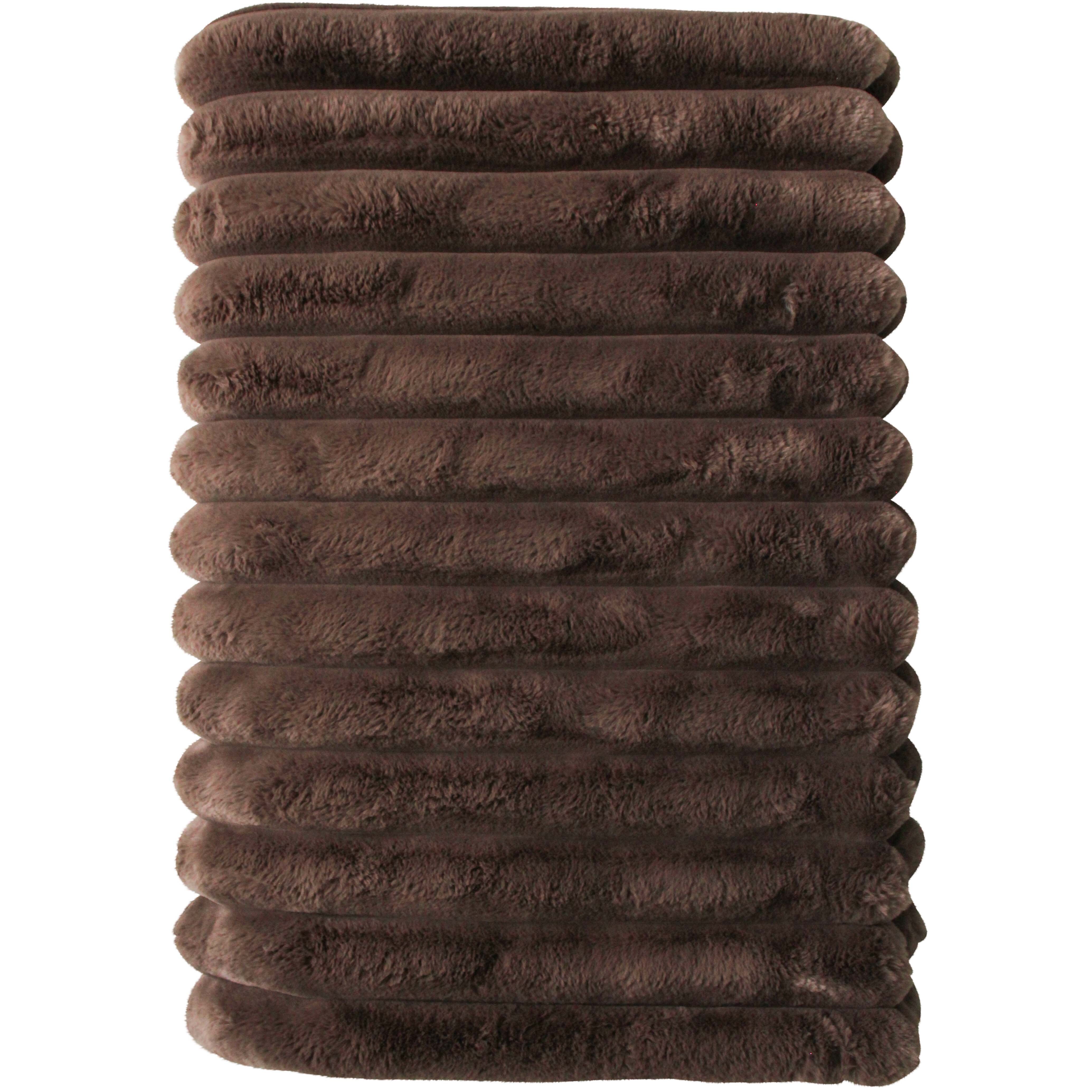 Puffer Faux Fur Blanket Chocolate