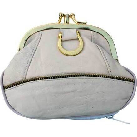 Leather Purse - Beige Round