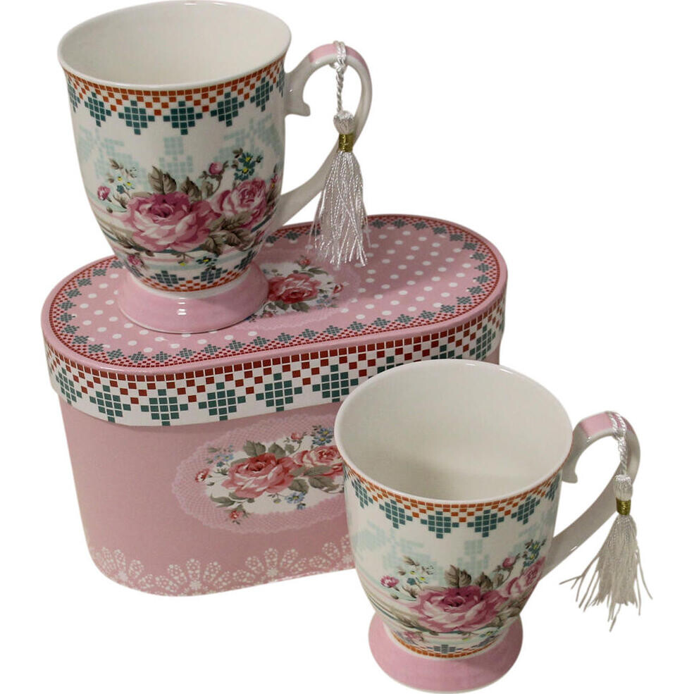 Mugs Floral Stripe S/2