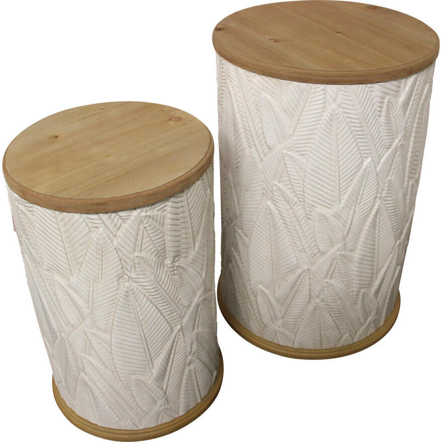 Drum Tables LeavesWhite