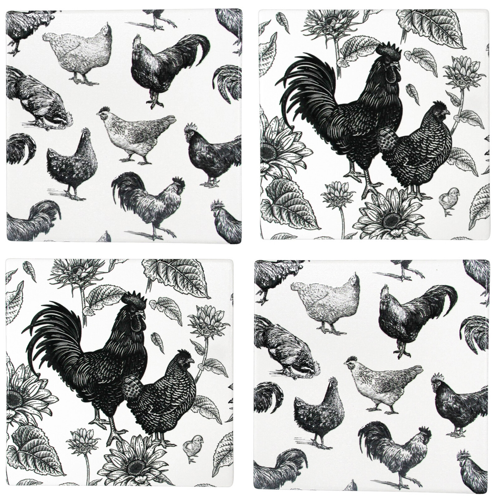 Coasters S/4 Roosters