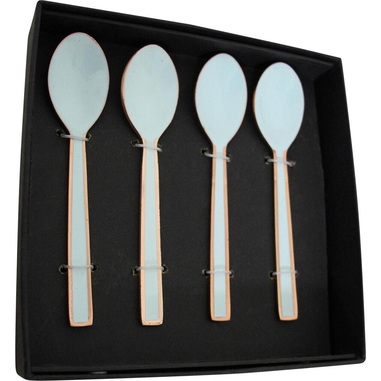 Box Teaspoon Aqua/Rose Gold S/4