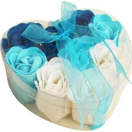 Rose Soap Blue White Heart