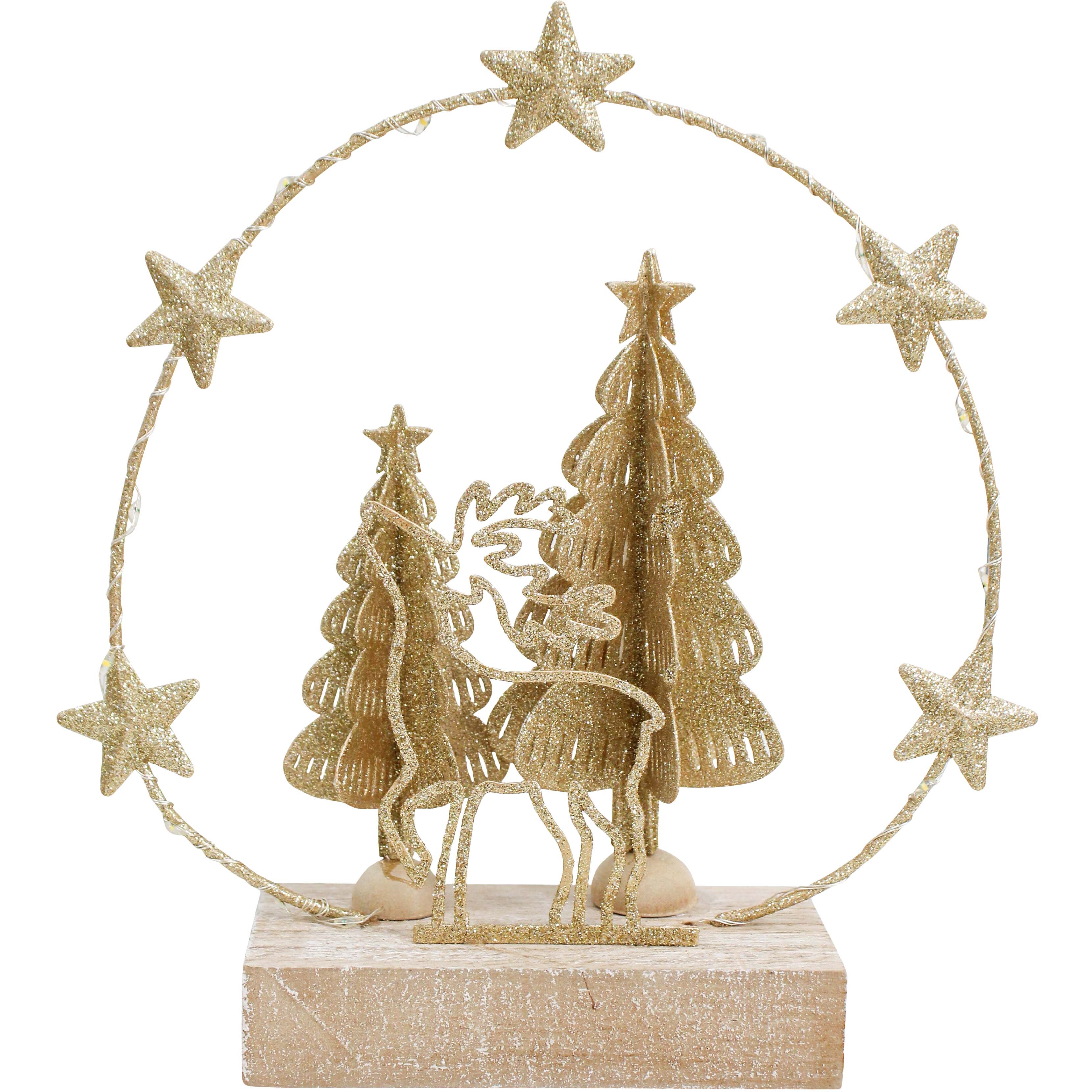 Wire Ring Metal Tree/Deer LED