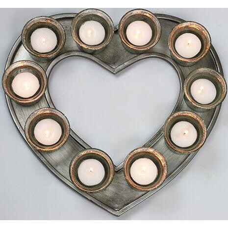 Votive Holder Heart Antique Silver