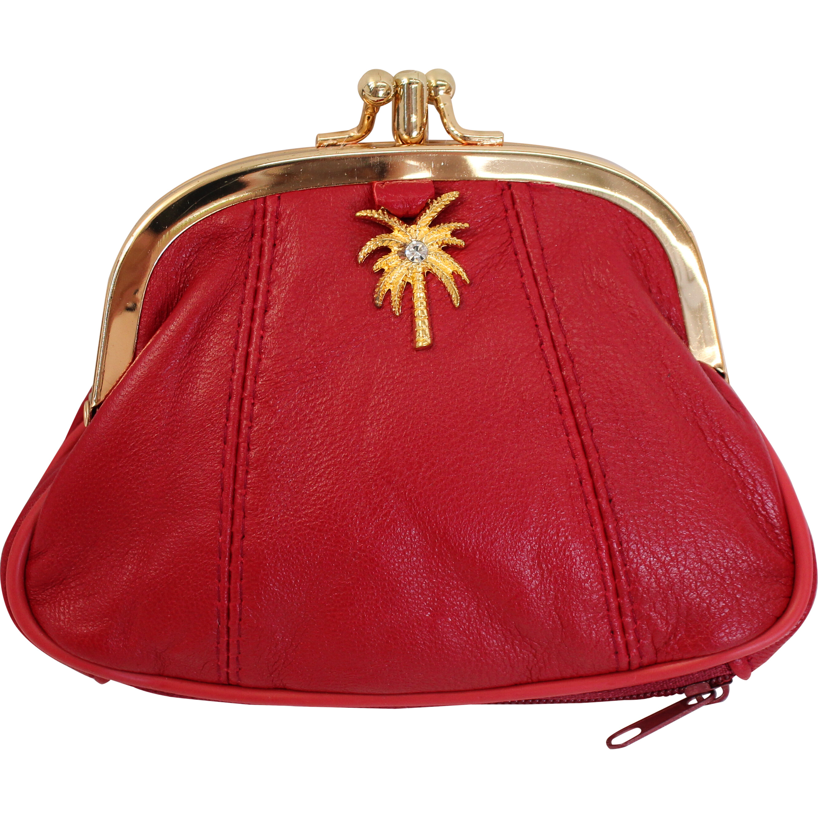 Leather Purse Palm Crimson