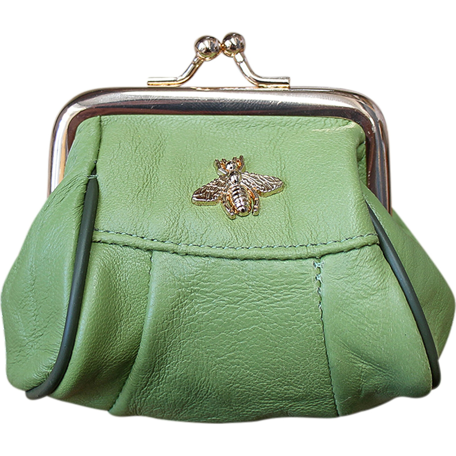 Leather Purse Lime Bee