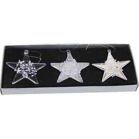 Glass Stars Sparkle S/3 