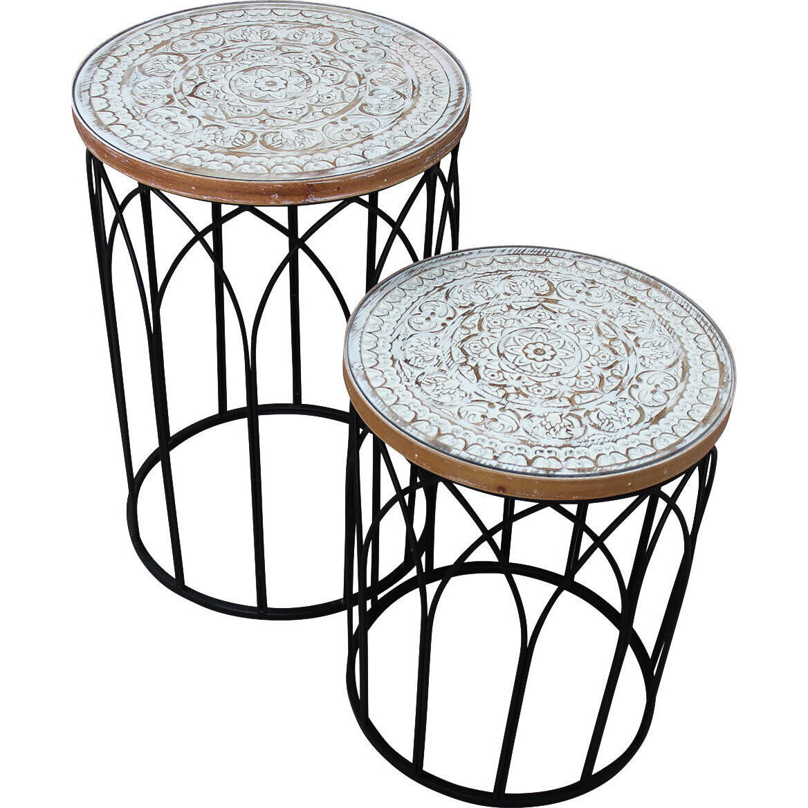 Side Tables Nat/White S/2