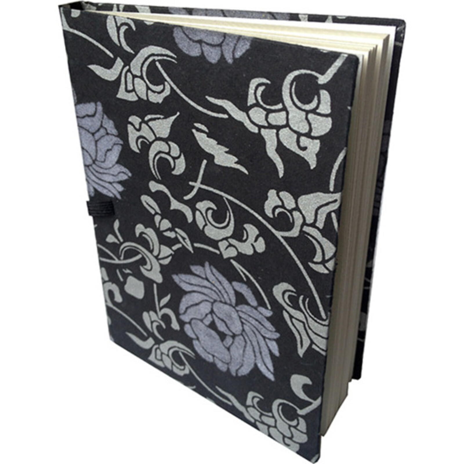 Paper Notebook In Black Flower
