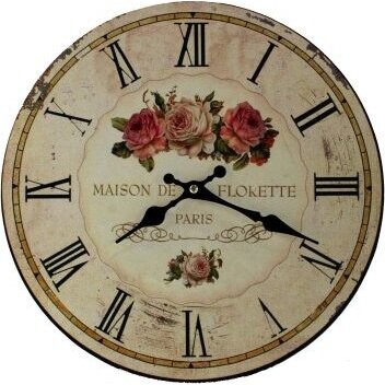 Wood Clock Maison Flowers 34cm