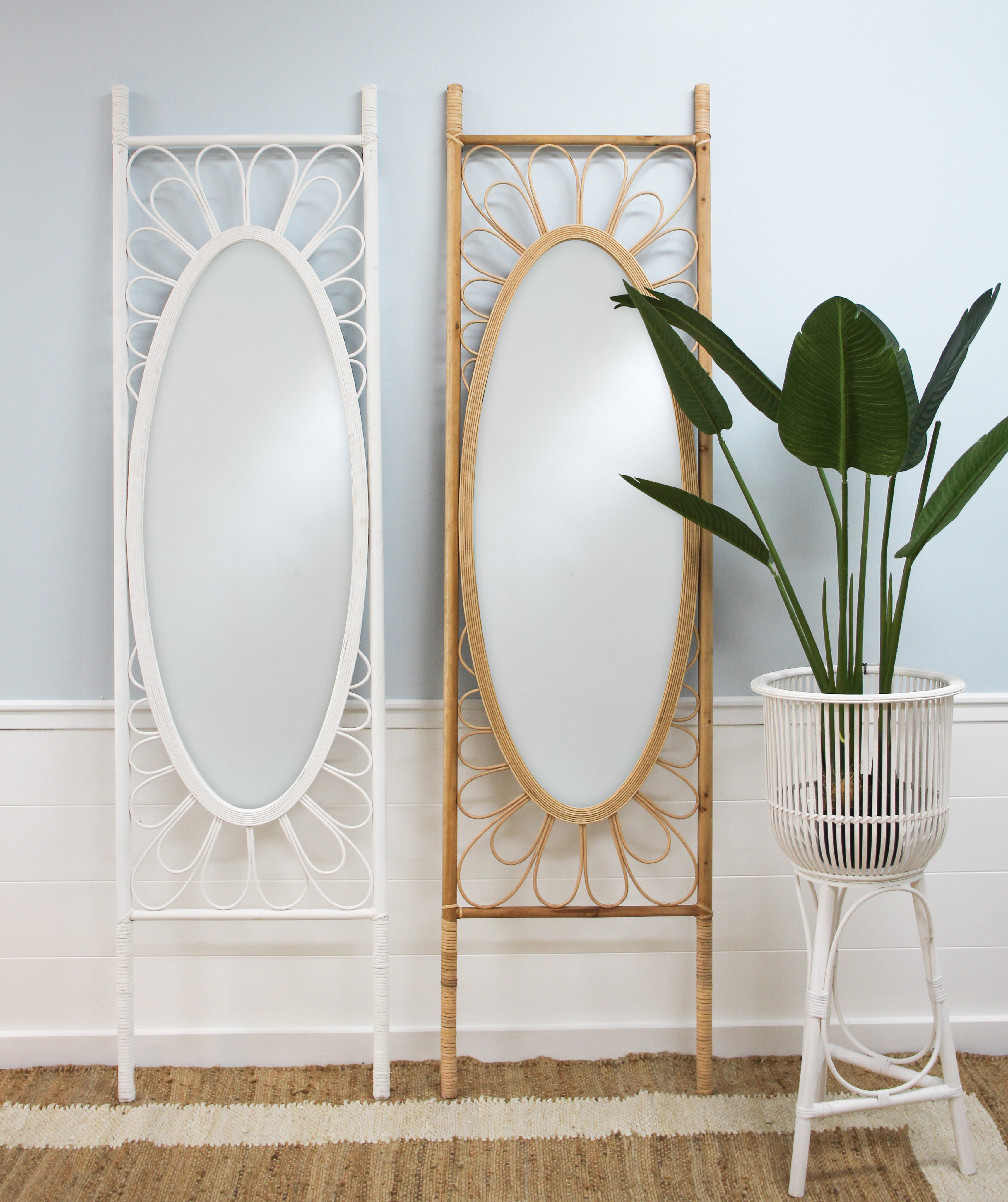 #Floor Mirror Leaning White