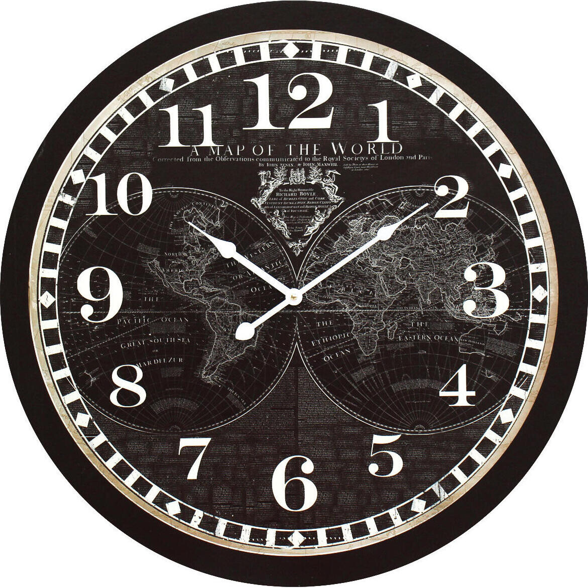 Clock Black World Map