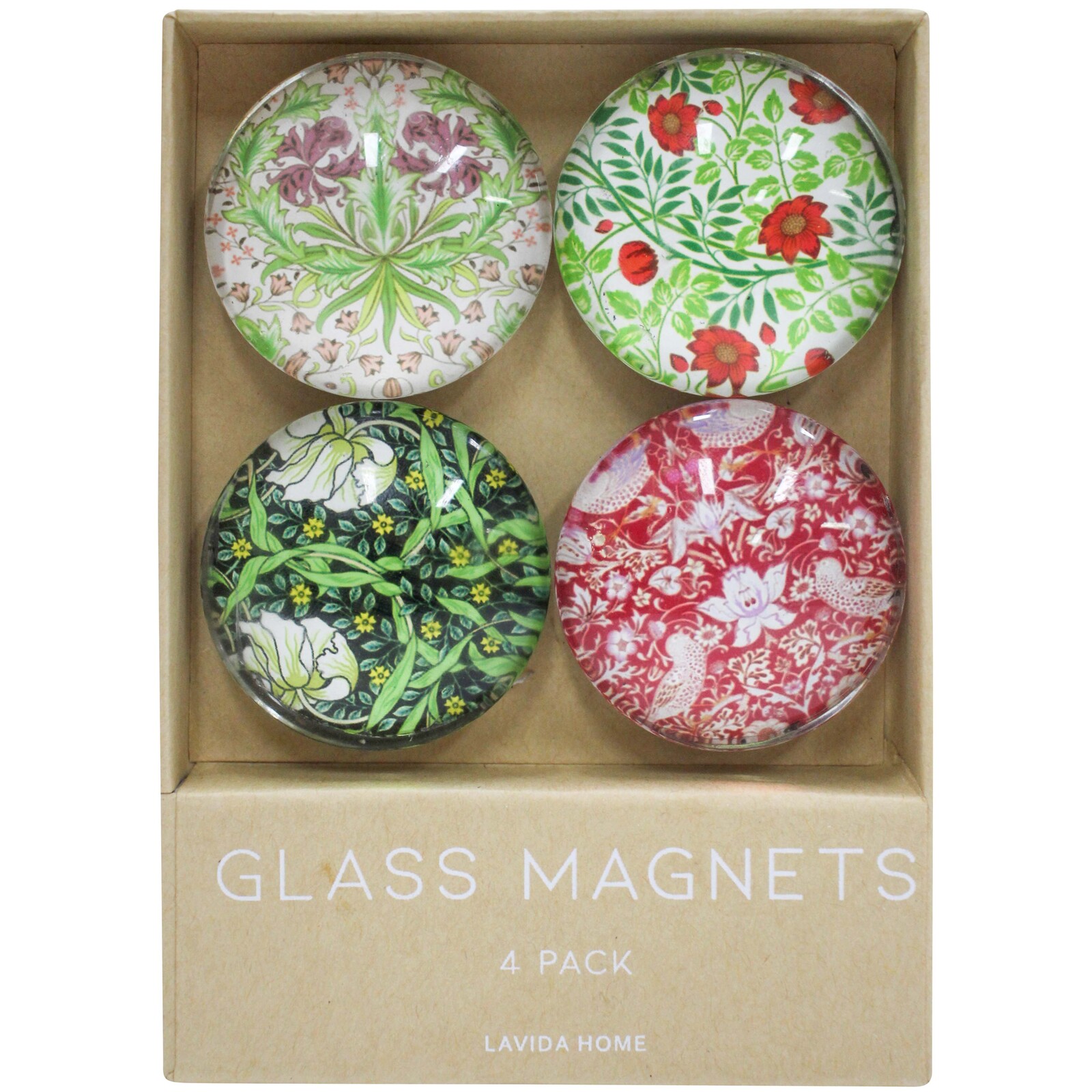 Glass Lrg Magnets S/4 William Morris