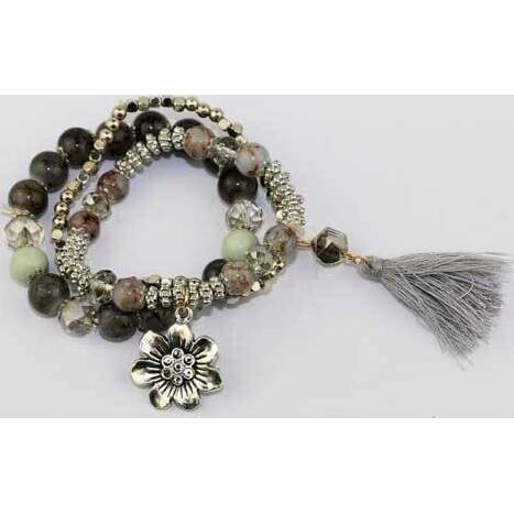 Bracelet Grey Tassel Set