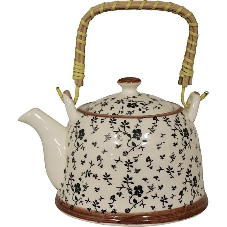 Teapot Black Flower