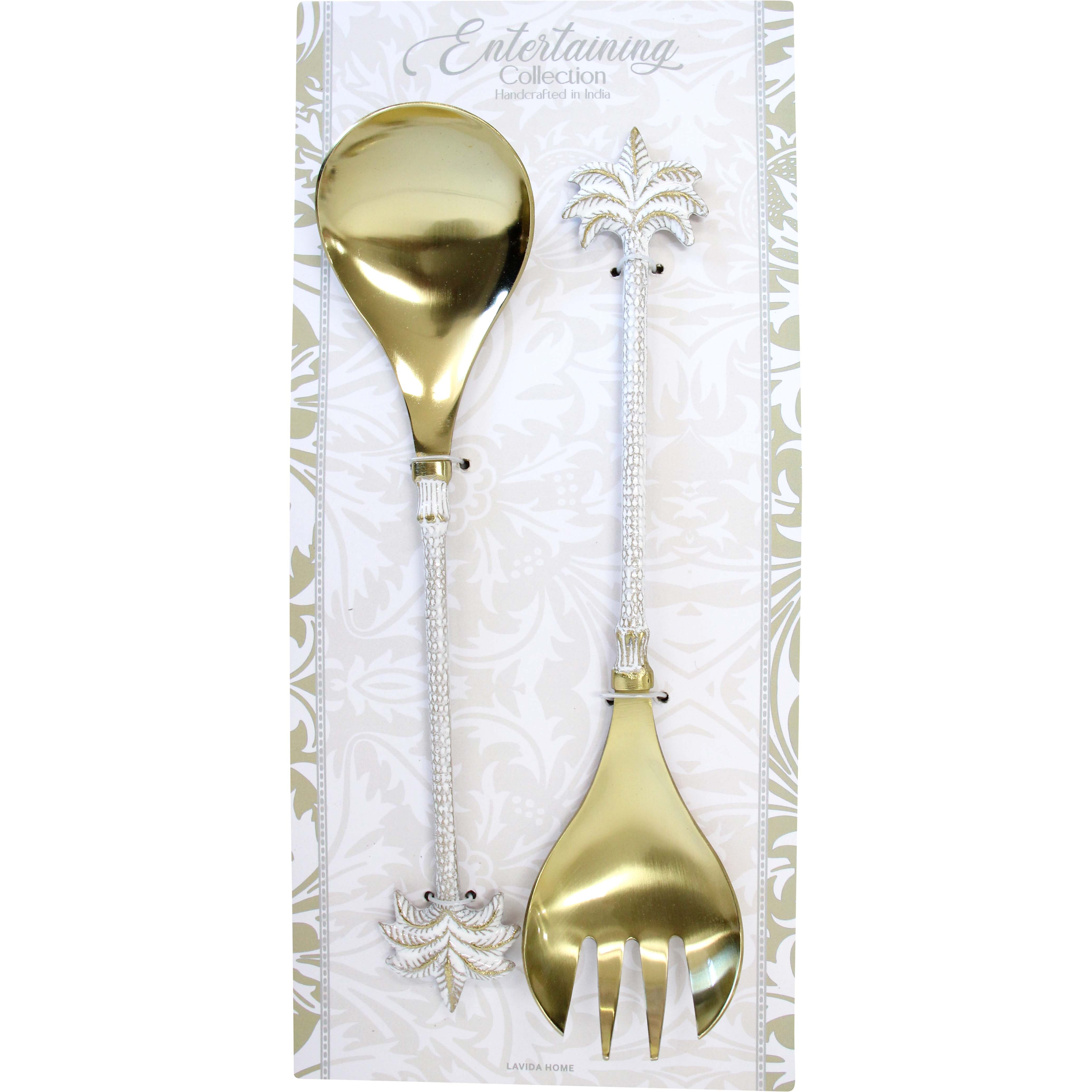 Salad Server Palm B/White