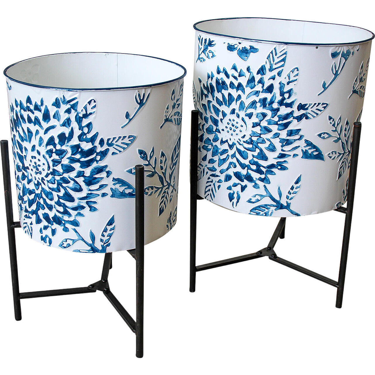 Planter Blue Flower S/2