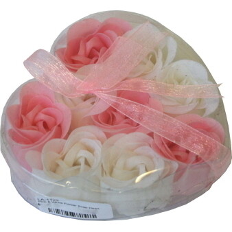 Pink & White Flower Soap Heart