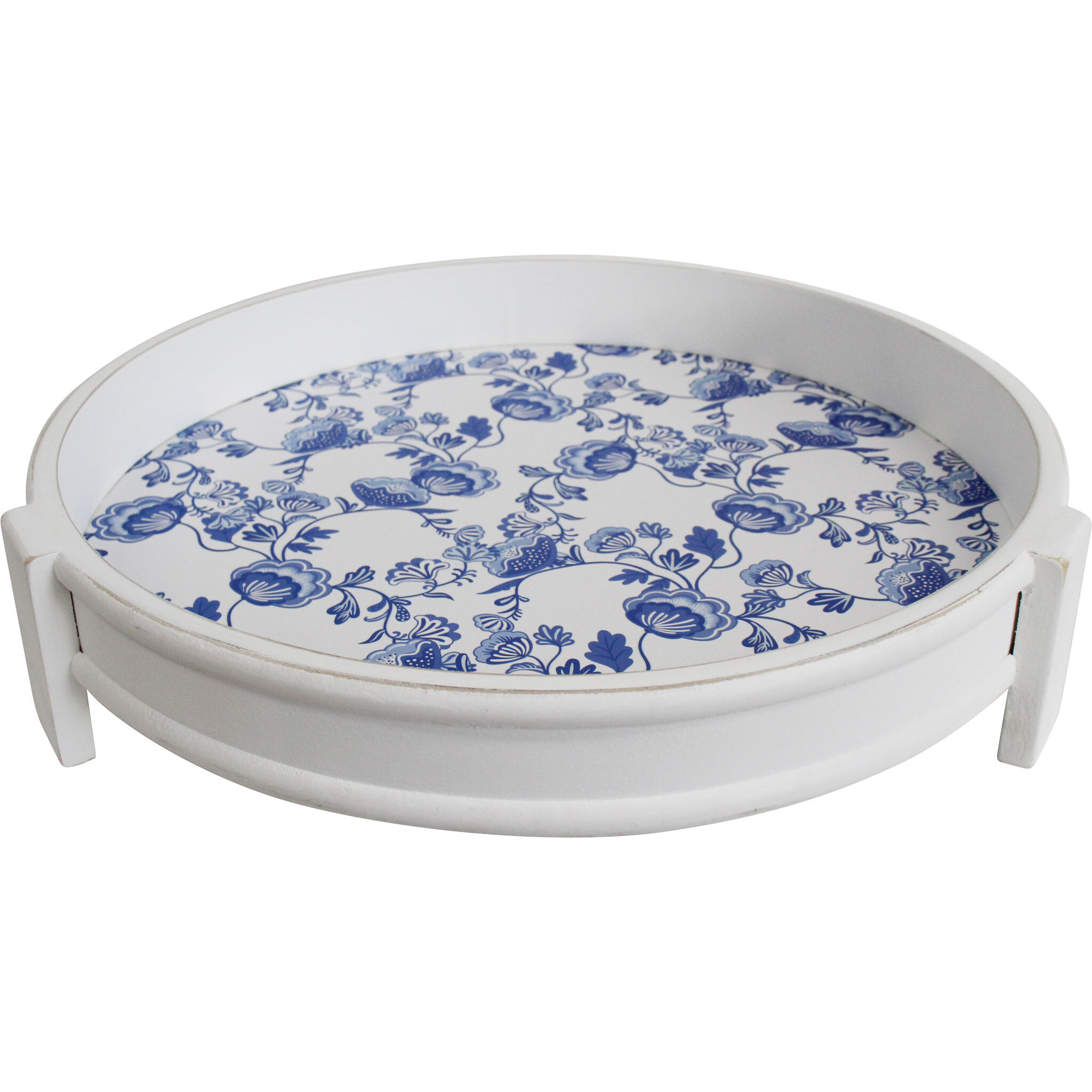 Tray Round Blue/White