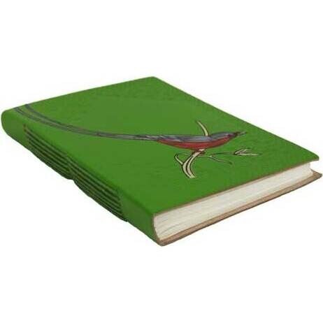 Leather Notebook - Bird on Green