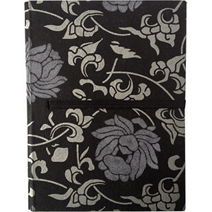 Paper Notebook In Black Flower