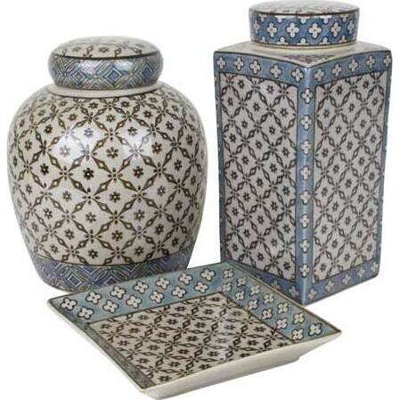 Lidded Jar Cross Diamond Round