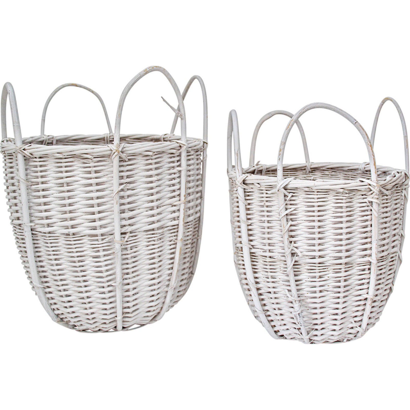 Basket w/Handles S/2 White