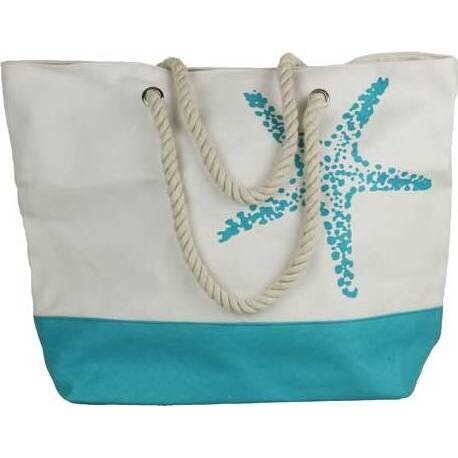 Beach Bag Starfish Light Blue