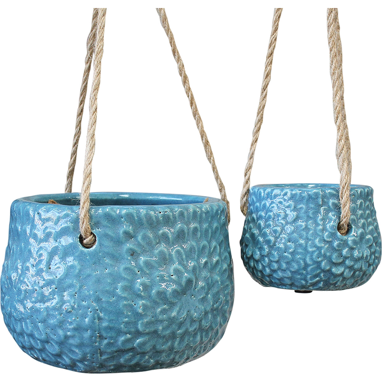 Hanging Pot S/2 Flower Blue