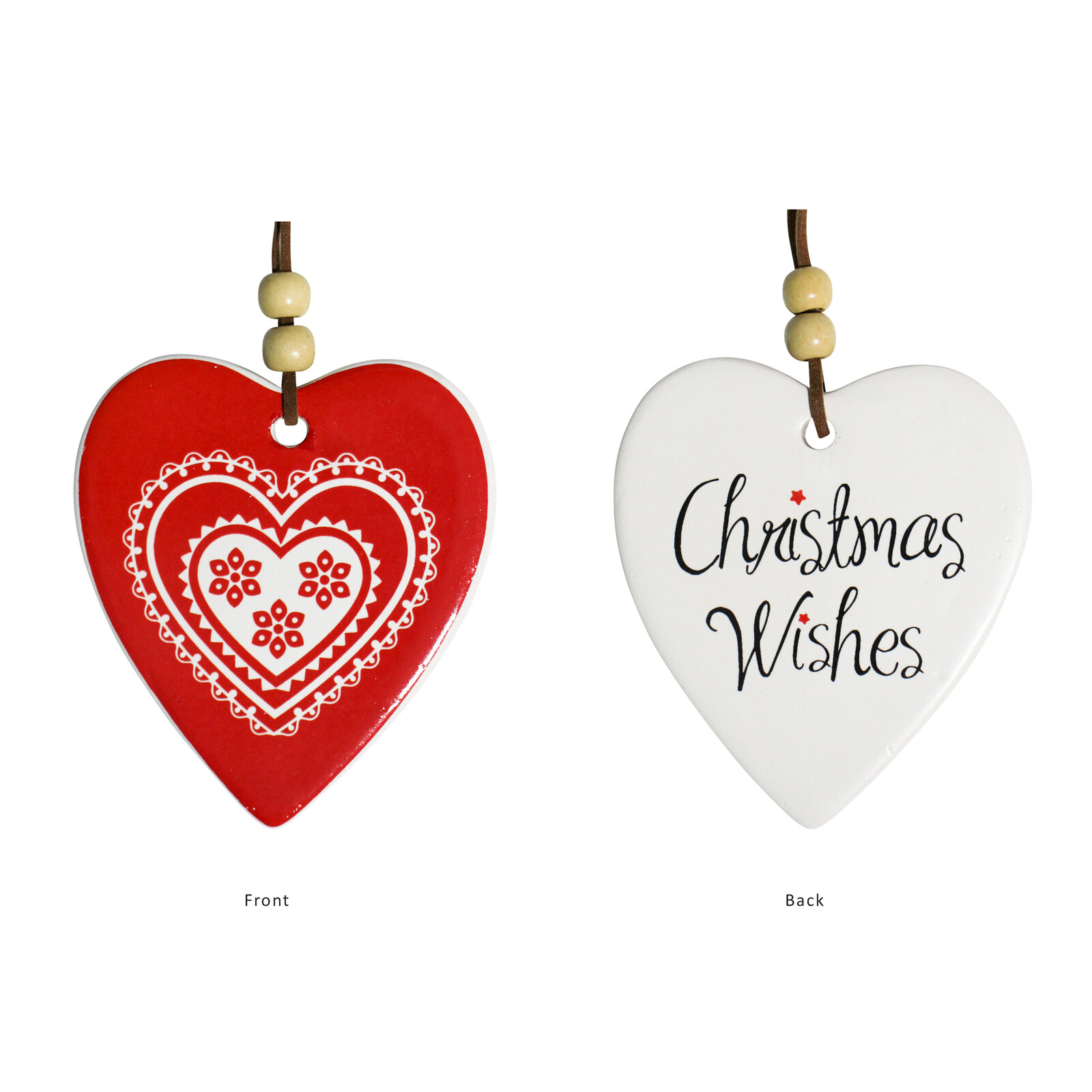 Hanging Heart Red Christmas Folk Lace