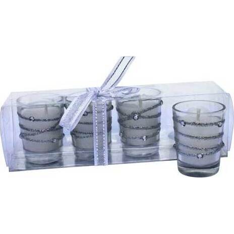 Votive Candles Glitter S/4