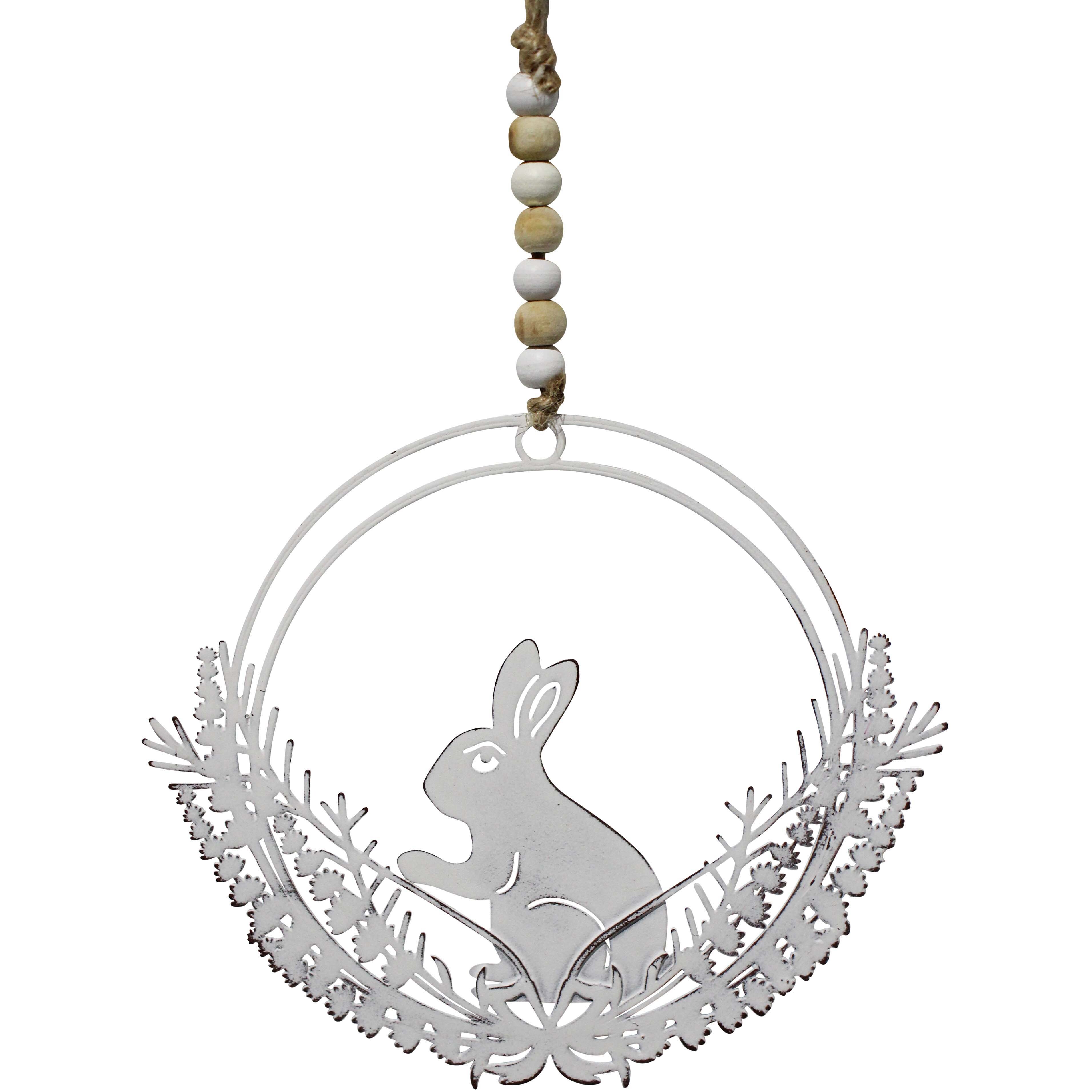 Metal Rabbit/ Botannical Wreath