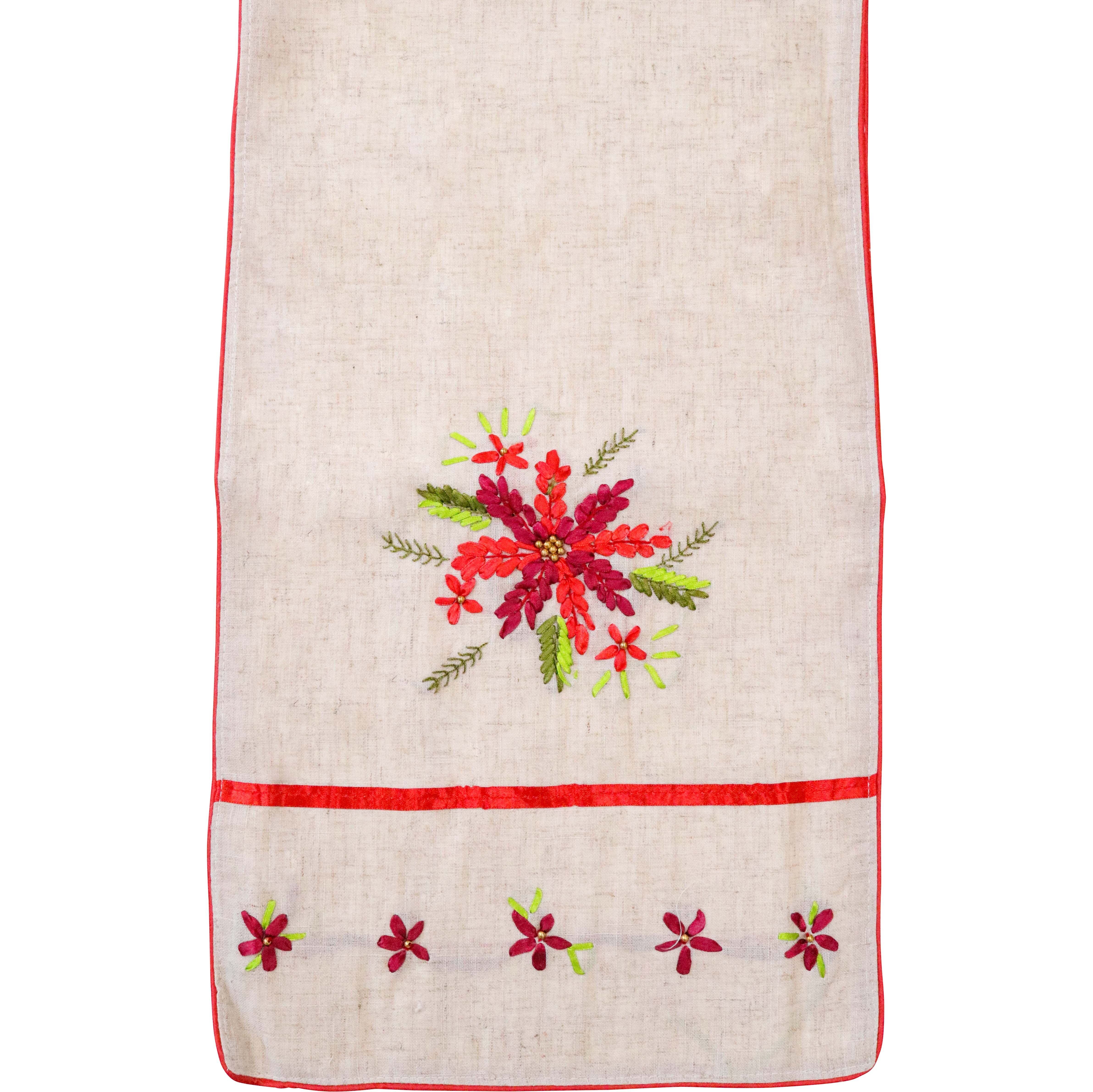 Runner Embroided Poinsettia