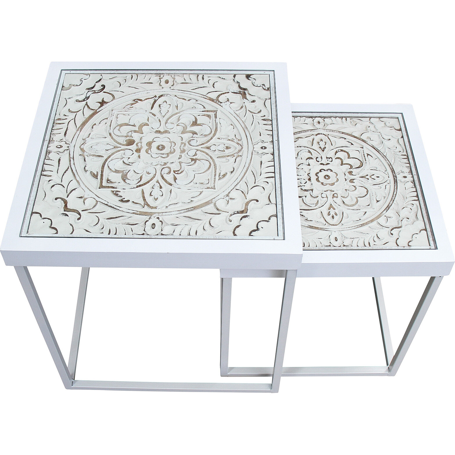 Square Tables White/White S/2