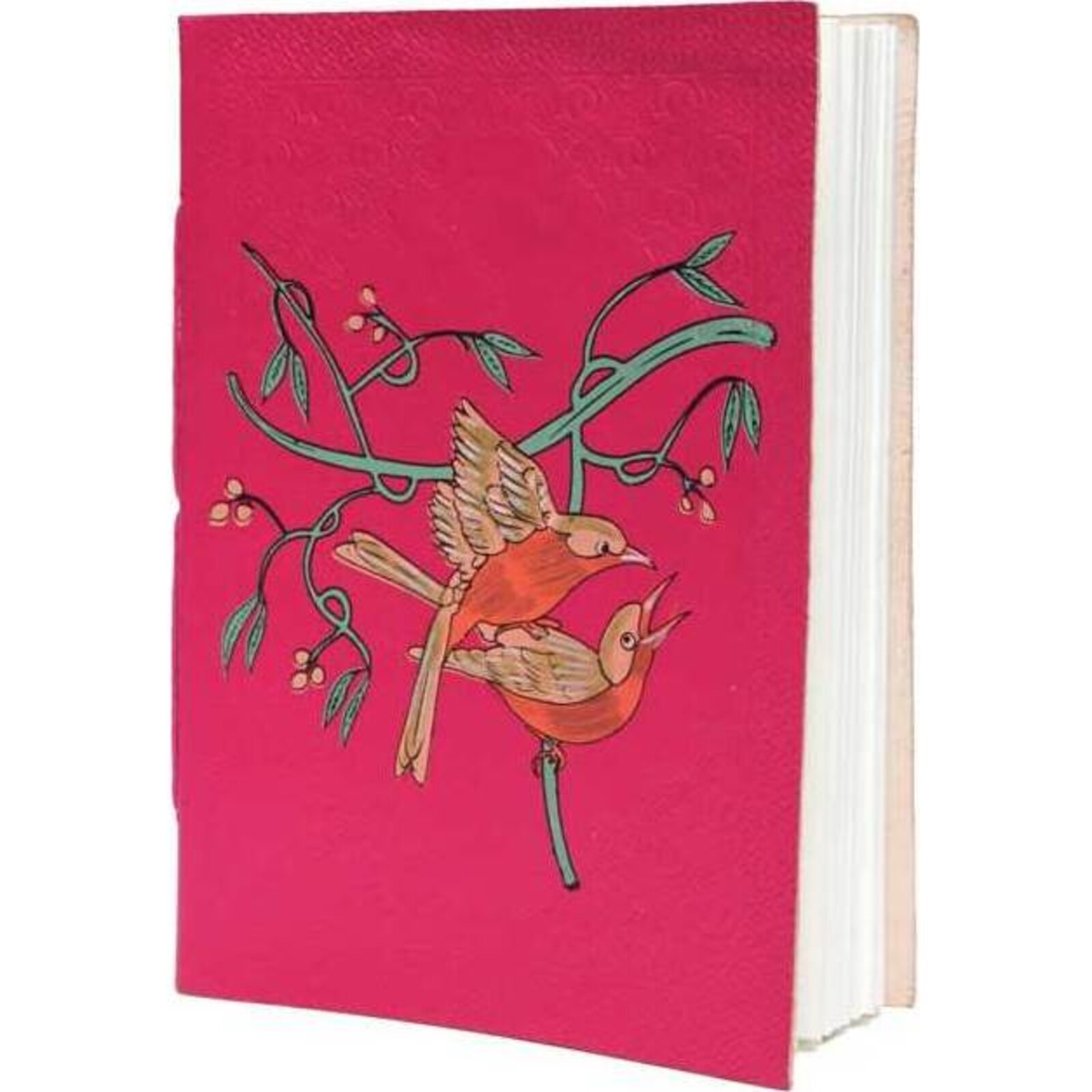 Leather Notebook - Bird Pair Pink