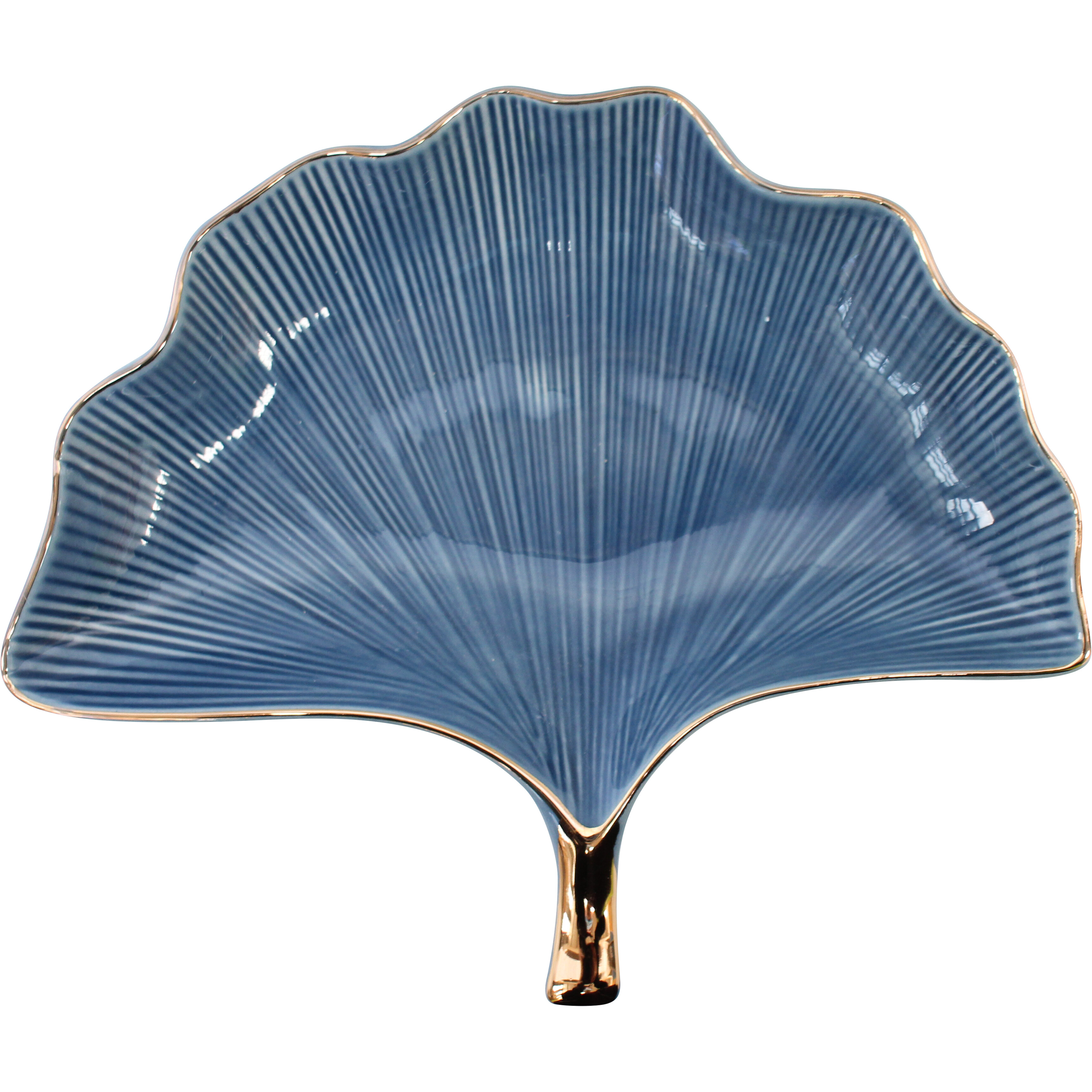 Gingko Plate Blue/Gold Med