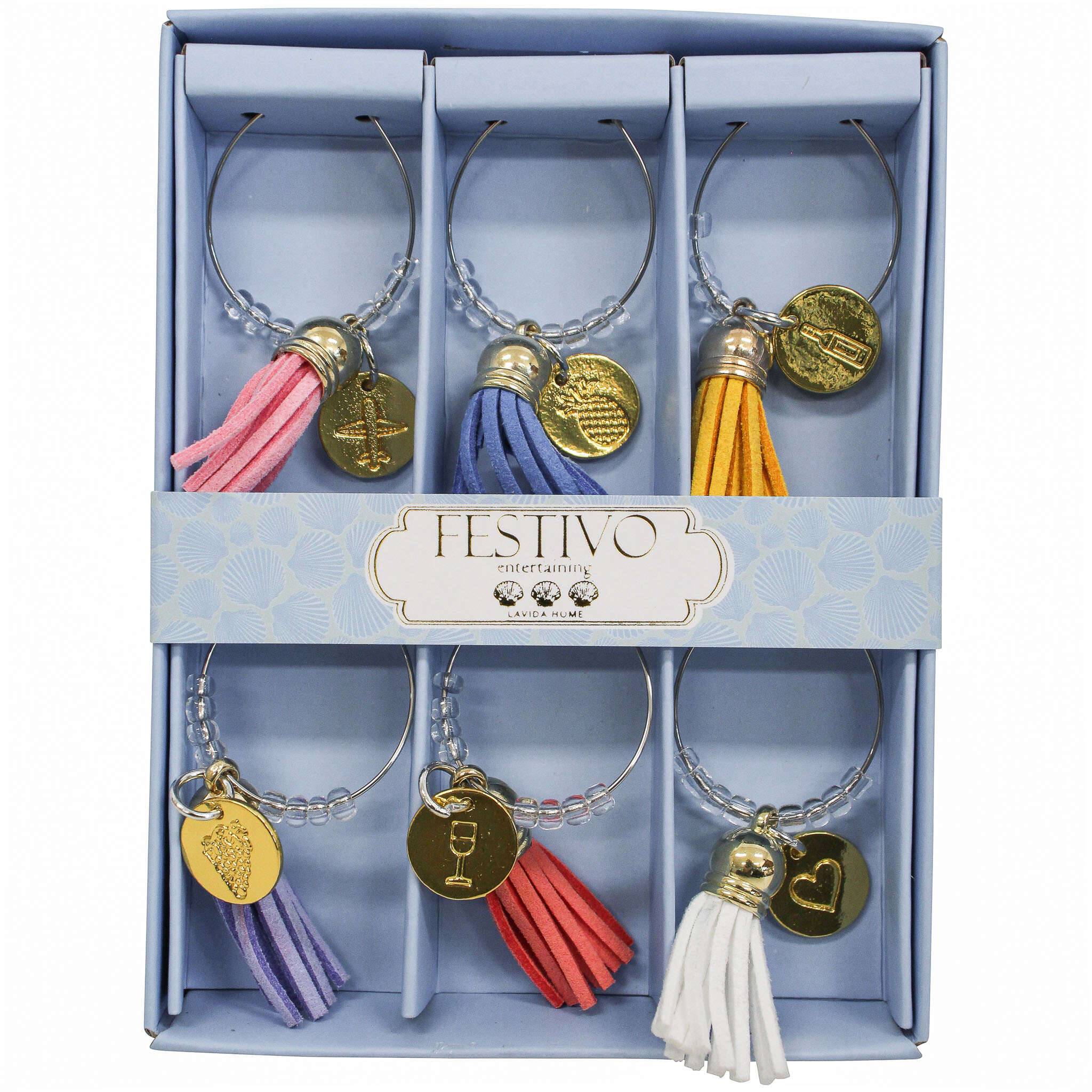 Wine Charms Tassel S/6