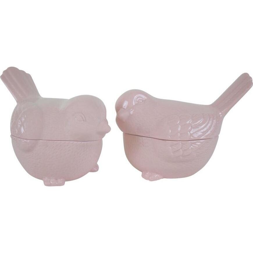 Trinket Box Bird Pink S/2