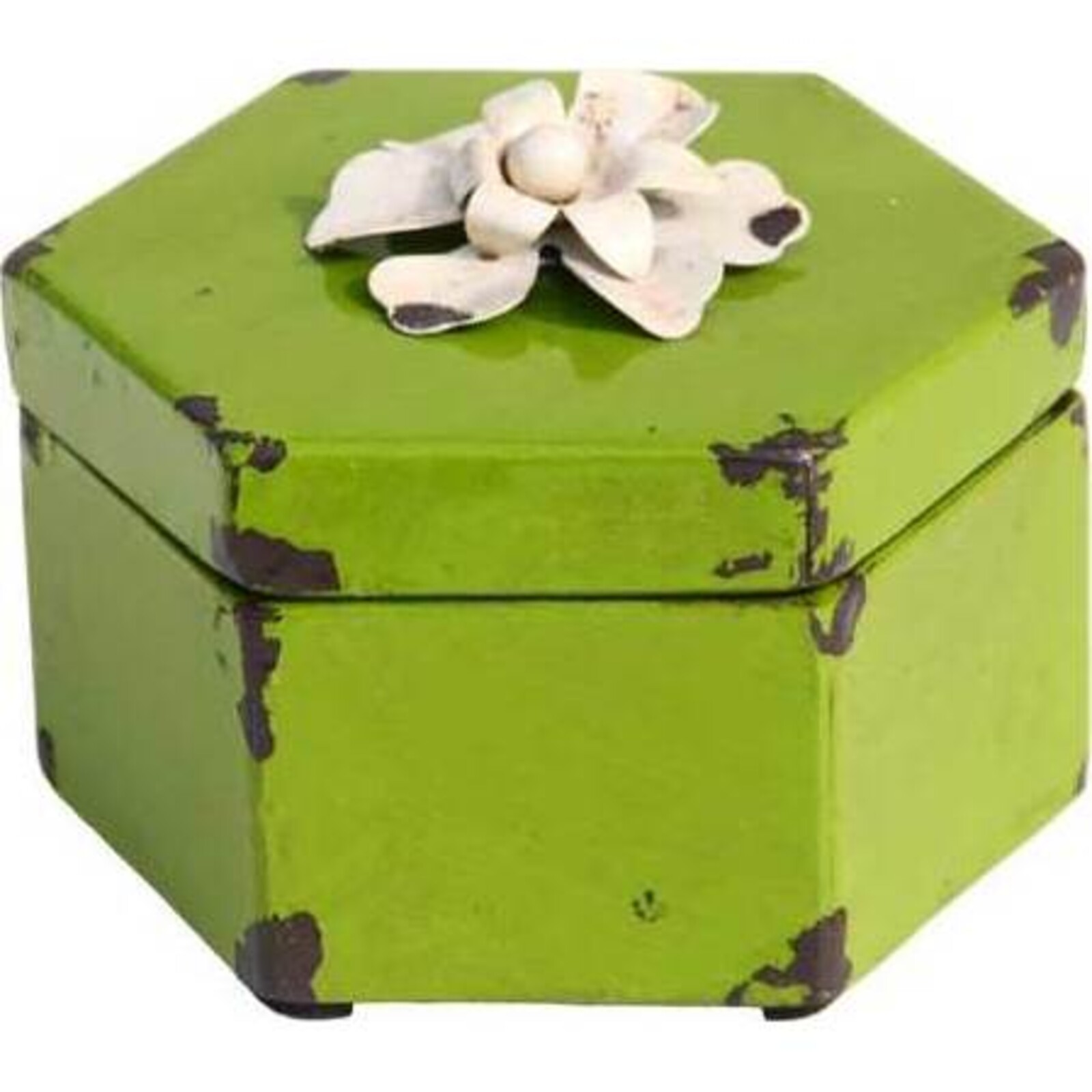 Tin Box Green Hexagon