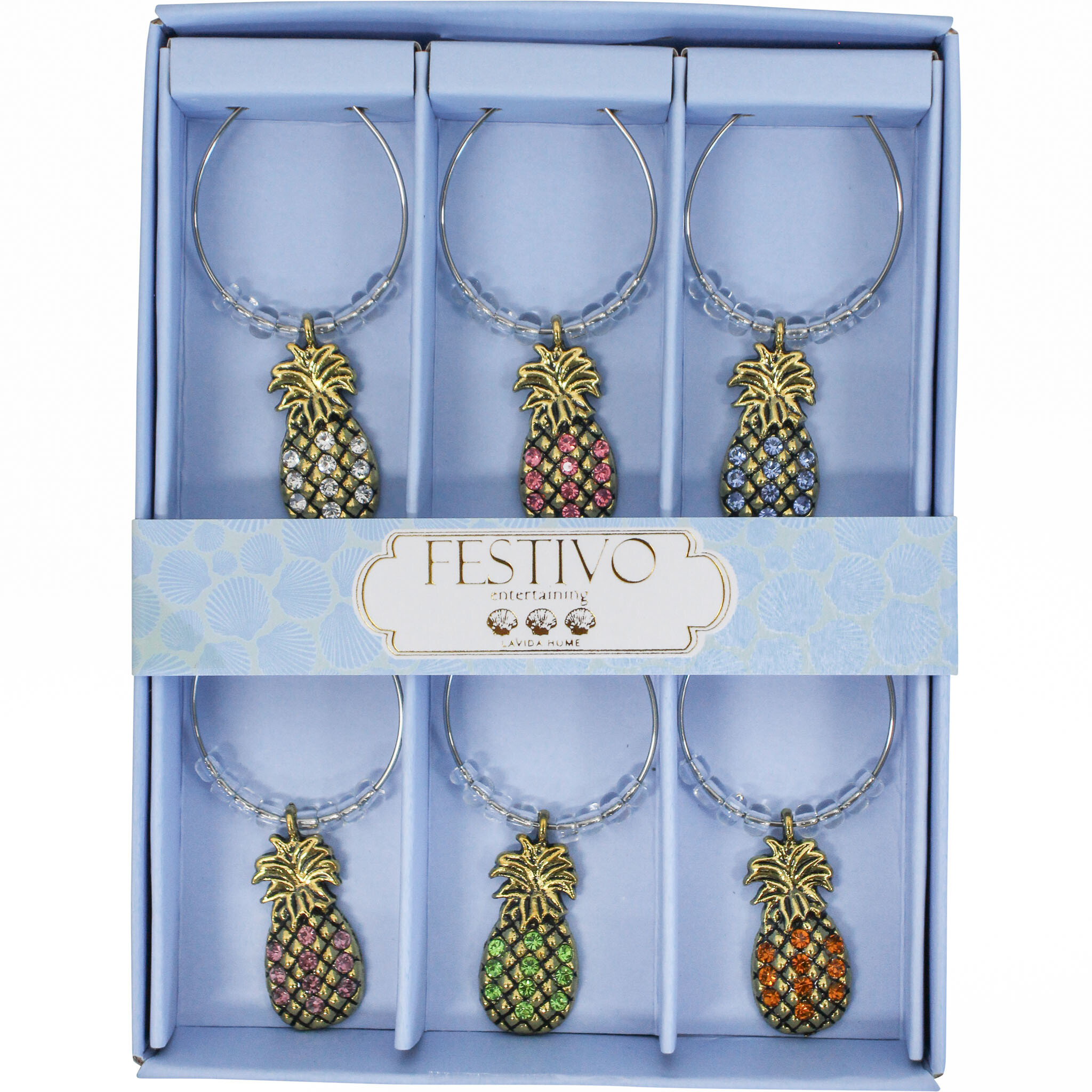 Wine Charms Pineapple S/6