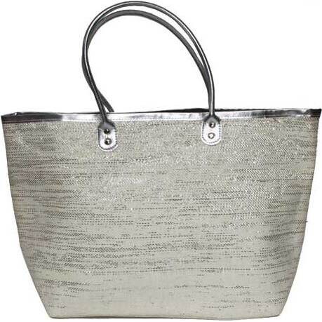 Metallic Silver Beach or Day Bag 