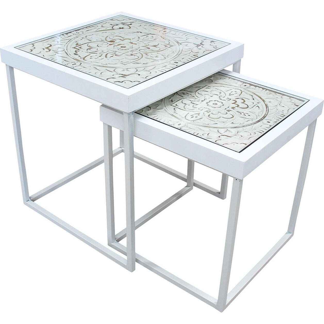 Square Tables White/White S/2