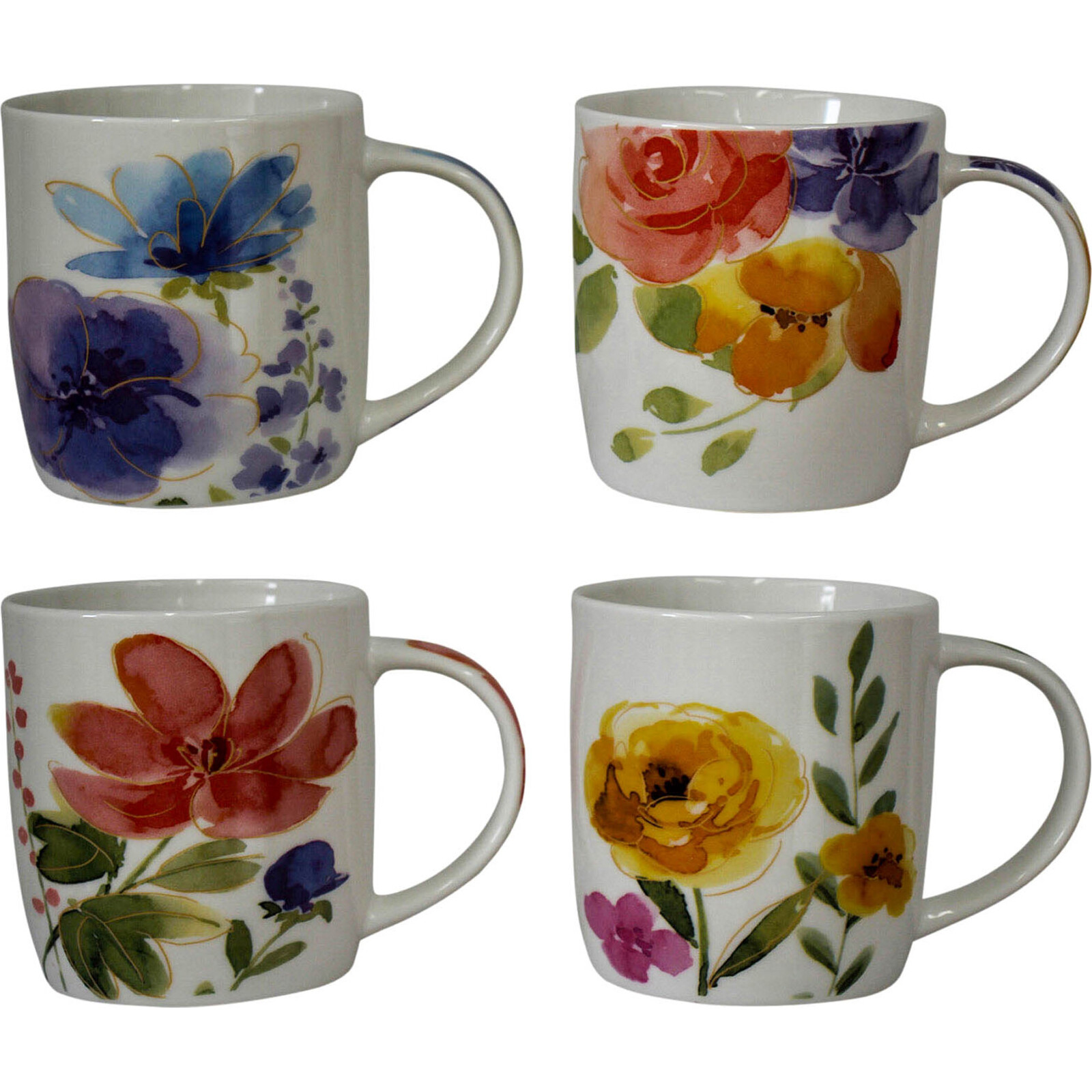 Mugs Watercolour Flowers Asstd