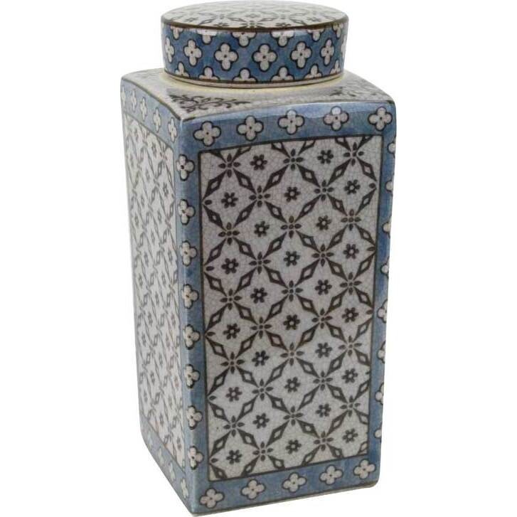 Lidded Jar Cross Diamond Sq