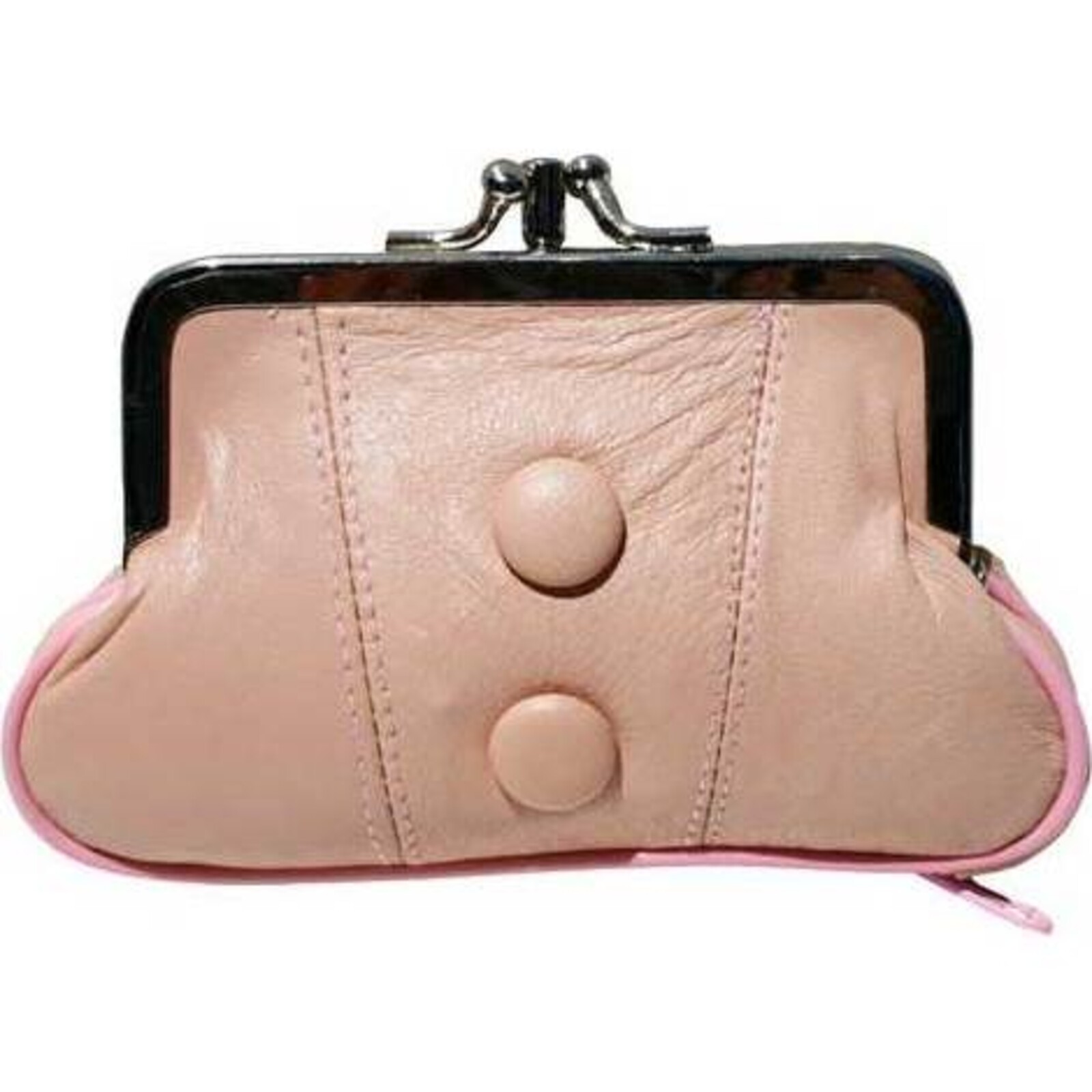 Leather Button Purse - Pink