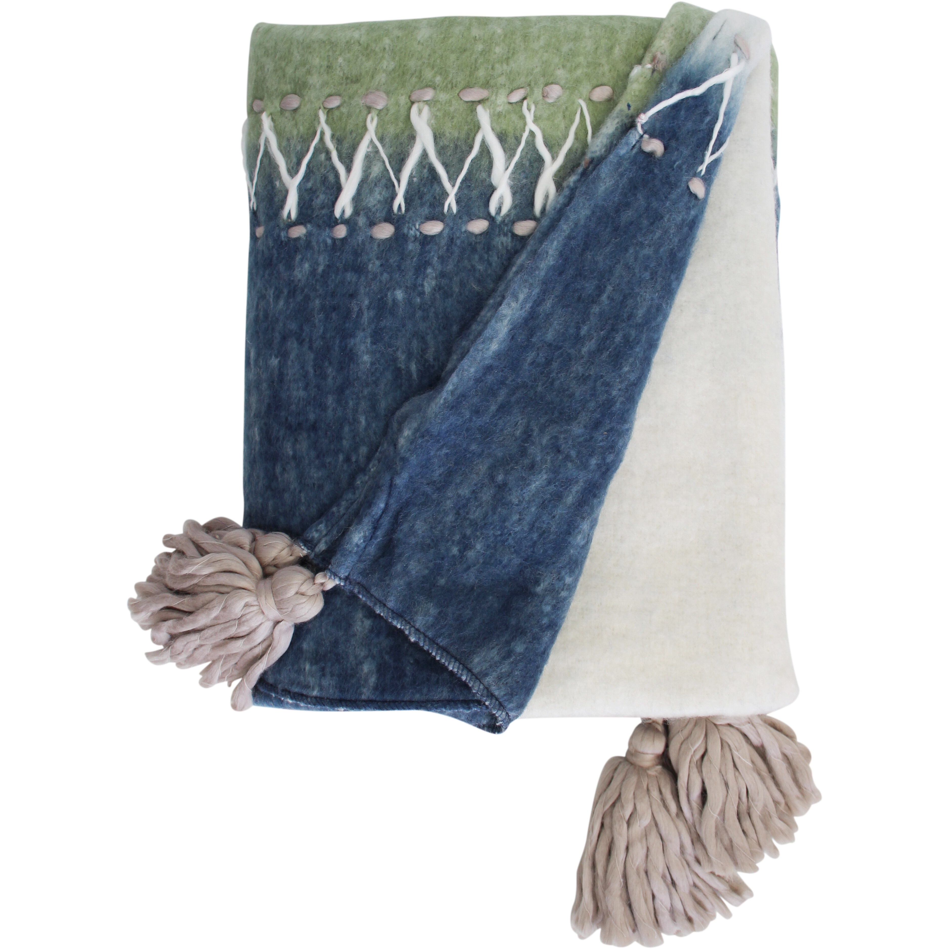 Throw Forrest/ Blue / Bell Tassels