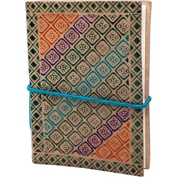 Leather Notebook - Corner Motif Blue