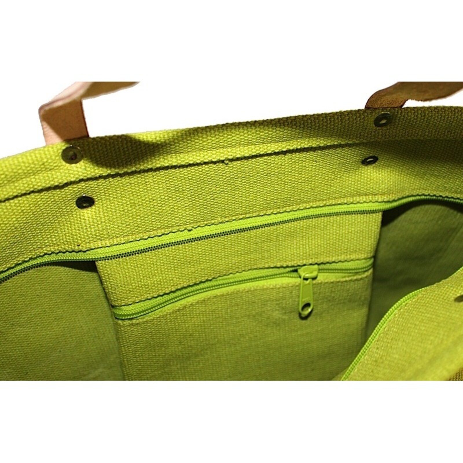 Olive Bag with Leather Handles